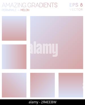 Colorful gradients in periwinkle and melon color tones. Actual gradient background, juicy vector illustration. Stock Vector