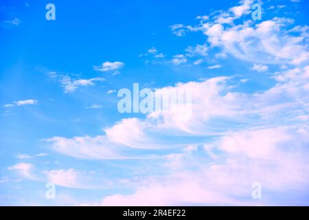 Blue sky with beautiful clouds in windy weather. Background with copy space Stock Photo