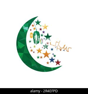 Eid Mubarak Icon with stars Vector. Eid Mubarak Logo illustration Stock Vector