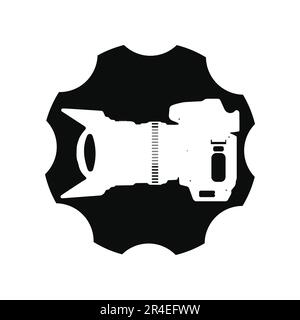 Camera and lens and gear icon. Flat illustration of camera lens and gear vector icon for web Stock Vector