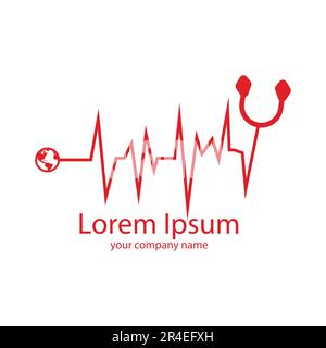 Medical logo template. Stethoscope and heart beat. Vector illustration. Stock Vector