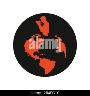 photographer World map icon. Vector illustration. Flat design style eps 10 Stock Vector