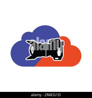Camera and cloud icon. Flat color design. Vector Illustration. Stock Vector