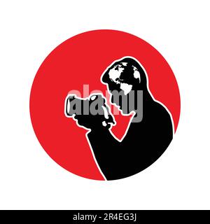 Photographer silhouette on red background. Thinking about global photographer Vector illustration. Eps 10. Stock Vector