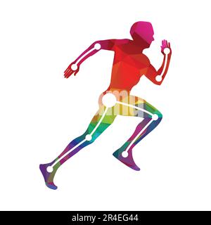 Running man designed using polygonal style graphic vector. Human body silhouette. Stock Vector