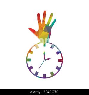 wall watch with hand design time vector clock illustration Stock Vector