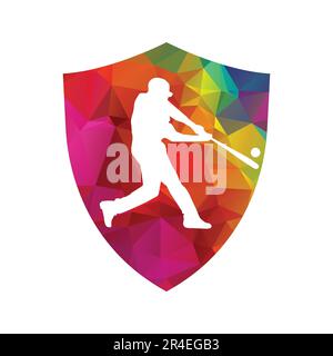 Baseball player icon. Shield club logo Baseball player vector logo. Stock Vector