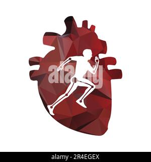 Running man vector logo design template. Heart vector logo design. Stock Vector