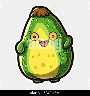 Meet the Adorable Avocado Character: A Cartoon Illustration that Brings Joy and Wholesome Vibes to Your Projects Stock Photo