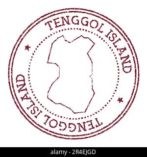 Tenggol Island round rubber stamp with island map. Vintage red passport stamp with circular text and stars, vector illustration. Stock Vector