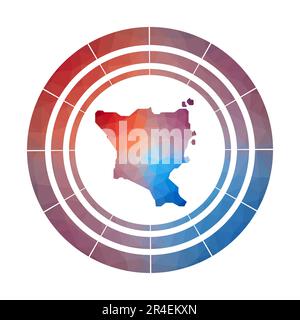 Green Island, Taiwan badge. Bright gradient logo in low poly style. Multicolored Green Island, Taiwan rounded sign with map in geometric style for you Stock Vector