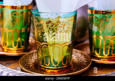 Moroccan tea glasses. Melilla, Ciudad Autónoma de Melilla, Spain, África, EU. Stock Photo