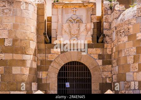 The Puerta de Santiago is the access door to the First Fortified Enclosure from the Second Fortified Enclosure to the Spanish citadel of Melilla la Vi Stock Photo