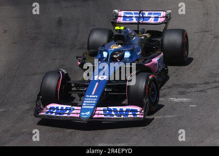 Monte Carlo, Monaco. 27th May, 2023. Pierre Gasly of Alpine is drivig on the track during Practice 3 ahead of the F1 Grand Prix of Monaco at Circuit de Monaco on May 27, 2023 in Monte-Carlo, Monaco. (Credit Image: © Beata Zawrzel/ZUMA Press Wire) EDITORIAL USAGE ONLY! Not for Commercial USAGE! Stock Photo