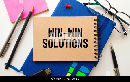 win-win solution - negotiation or conflict resolution concept - isolated words in vintage wood type Stock Photo