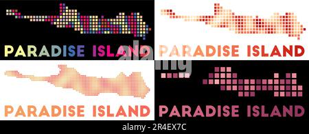 Paradise Island map. Collection of map of Paradise Island in dotted style. Vector illustration. Stock Vector