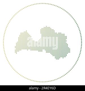 Latvia digital badge. Dotted style map of Latvia in circle. Tech icon of the country with gradiented dots. Modern vector illustration. Stock Vector