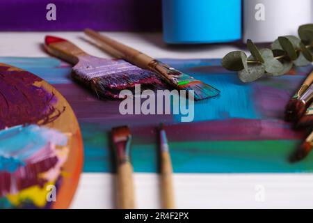 Color palette with different colors. Artist paint board. Colorful board  Stock Photo - Alamy