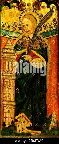 Eye church, Suffolk, rood screen painting, Medieval art, St. Barbara ...