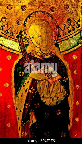 Eye, Suffolk, St Lucy, late 15th century rood screen painting, England ...