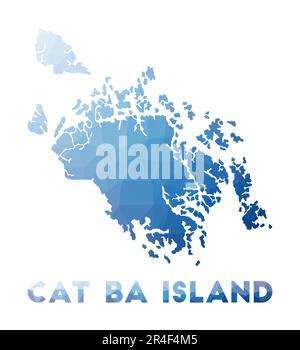 Cat Ba Island geometric map. Stencil shape of Cat Ba in low poly style ...