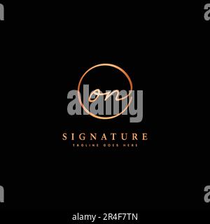 O, N, ON Initial letter handwritten and signature vector logo. Business template in round shape line art Stock Vector