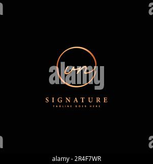 U, N, UN Initial letter handwritten and signature vector logo. Business template in round shape line art Stock Vector