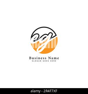 E, G, EG Initial letter handwritten and signature vector image template in round shape logo Stock Vector