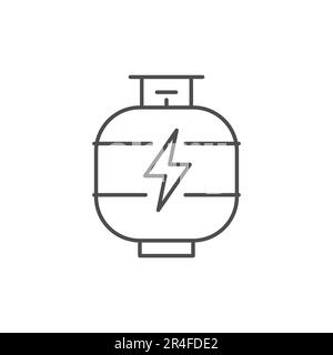 Gas cylinder related vector linear icon. Metal tank with industrial flammable fuel. Gas tank. Vector outline illustration Isolated on white background Stock Vector