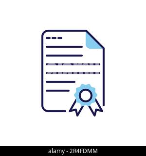 Certificate related vector line icon. College degree. University paper. Official contract. Isolated on white background. Vector illustration. Editable Stock Vector