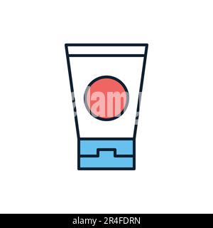 Sunscreen related vector line icon. Isolated on white background. Vector illustration. Editable stroke Stock Vector
