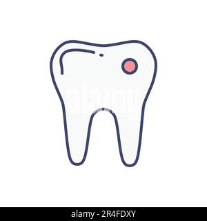 Tooth related vector line icon. Isolated on white background. Vector illustration. Editable stroke Stock Vector