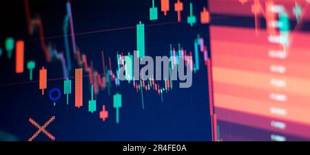 Tablet computer showing stock marketing data. Stock Photo