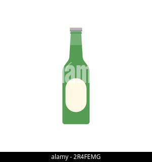Flat icon of Beer Bottle Vector for logo design Stock Vector