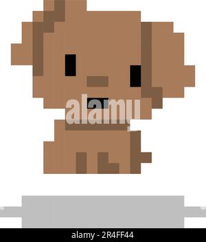 Dog Icon, Pixel 8 bit style Stock Vector