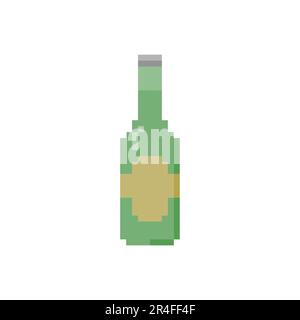Flat icon of Beer Bottle. Pixel 8bit style Stock Vector