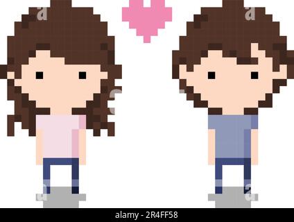 Couple Icon, Pixel 8 bit style Stock Vector