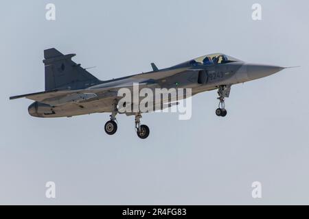 JAS-39 Gripen at Pardubice Air Show 2023 in Pardubice, Czech Republic Stock Photo