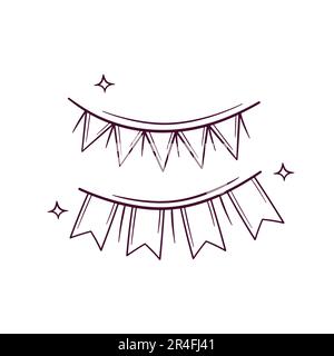 Hand Drawn Bunting Flags. Doodle Vector Sketch Illustration Stock Vector