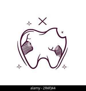 Hand Drawn Unhealthy Tooth. Doodle Vector Sketch Illustration Stock Vector