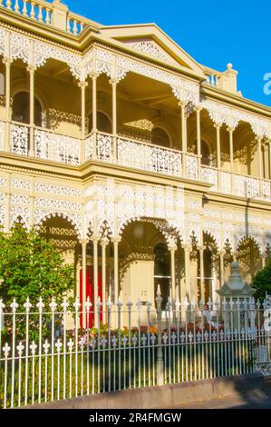 Victorian-era terrace houses in Powlett Street, East Melbourne, Victoria, Australia Stock Photo