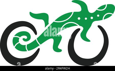 Native American Cave Painting with Lizard Shaped Like a Bicycle Stock Vector