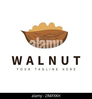 Walnut Logo Design Dry Fruit Logotype Stock Vector