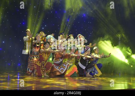 Phnom Penh. 27th May, 2023. Artists perform during an event to celebrate the 65th anniversary of diplomatic relations and the friendship year between China and Cambodia in Phnom Penh, Cambodia on May 27, 2023. Credit: Van Pov/Xinhua/Alamy Live News Stock Photo