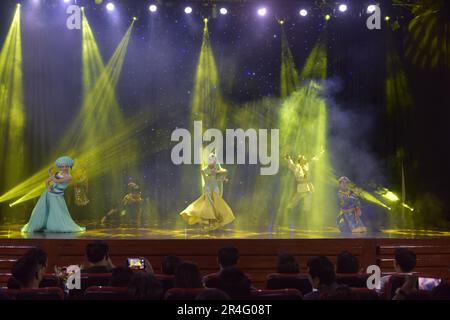 Phnom Penh. 27th May, 2023. Artists perform during an event to celebrate the 65th anniversary of diplomatic relations and the friendship year between China and Cambodia in Phnom Penh, Cambodia on May 27, 2023. Credit: Van Pov/Xinhua/Alamy Live News Stock Photo