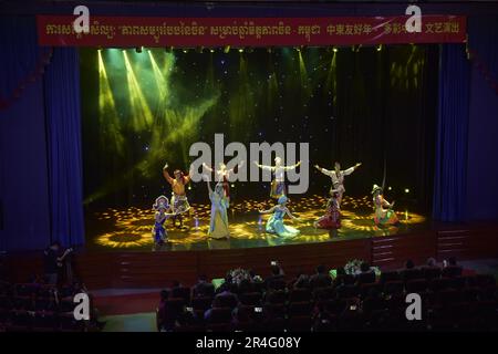 Phnom Penh. 27th May, 2023. Artists perform during an event to celebrate the 65th anniversary of diplomatic relations and the friendship year between China and Cambodia in Phnom Penh, Cambodia on May 27, 2023. Credit: Van Pov/Xinhua/Alamy Live News Stock Photo