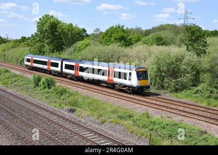 East Midlands Railway Class 170 Turbostar 170271 approaches North Stafford Junction with 1N09 10:10 Crewe to Newark Castle service on 26 May 2023 Stock Photo