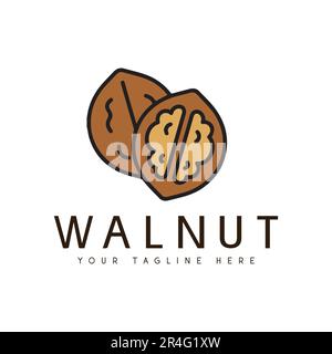 Walnut Logo Design Dry Fruit Logotype Stock Vector