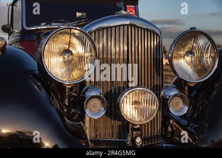Close-up of the Front of a Vintage Bentley Stock Photo
