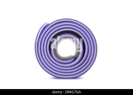 Rolled Yoga mat for fitness exercise isolated on white background. With clipping path Stock Photo